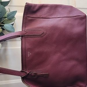 Maroon Leather Fossil Tote & wallet